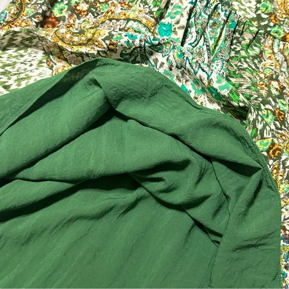Anthropologie Floreat Amelie Paisley 100% Silk Bell Sleeve Swing Dress Sz 2 BOHO - Picture 11 of 15